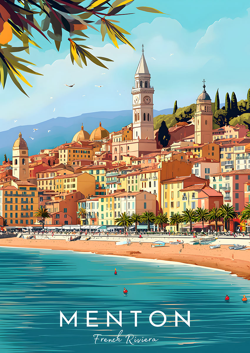Menton French Riviera Canvas Print & Poster Wall Art - AI PRINT LAB